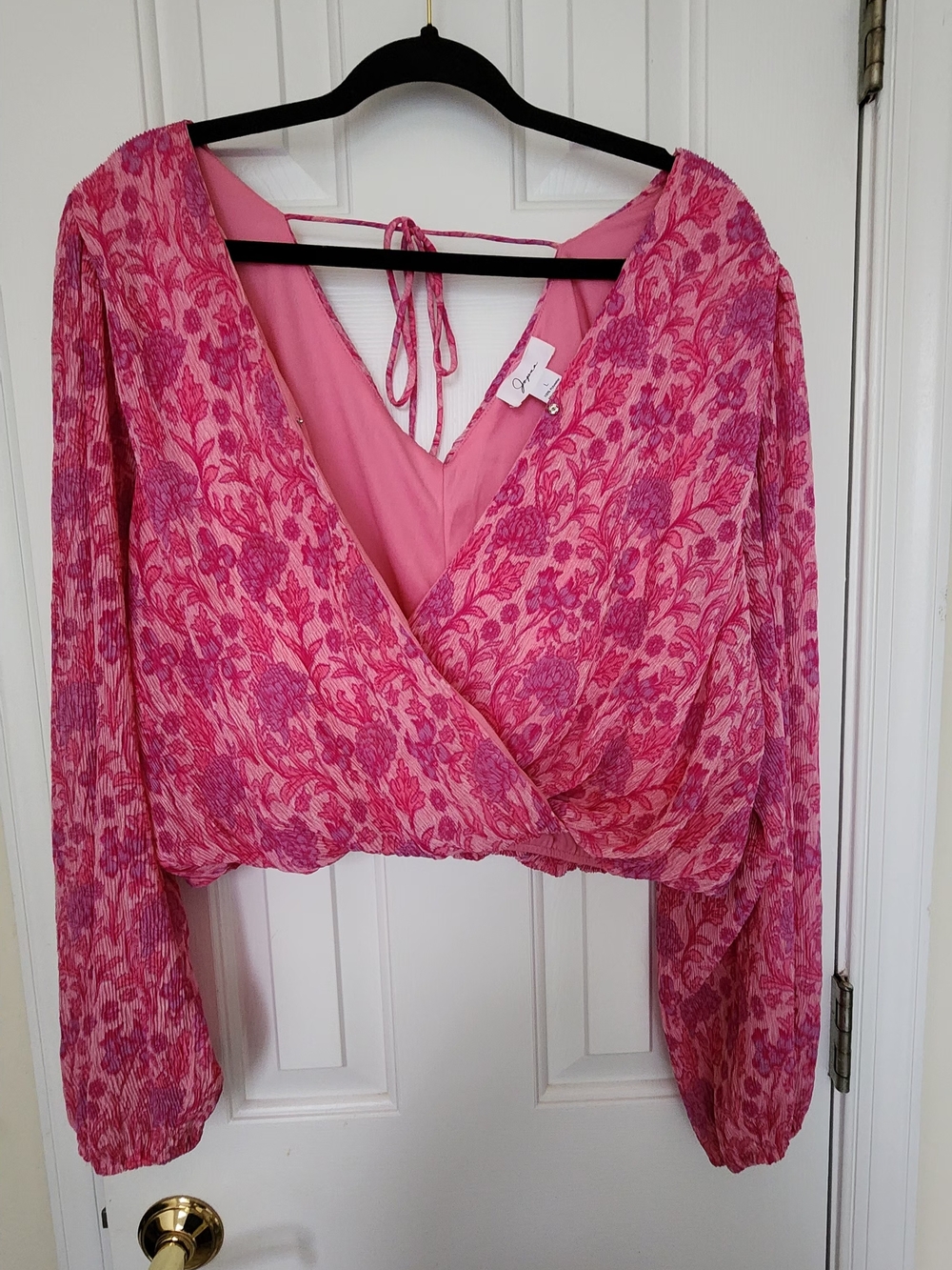 Japna Pink Floral Wrap Blouse Large